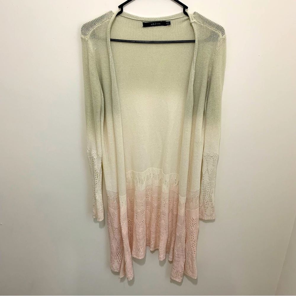 Ark & Co Women's Medium Multicolor Knitted Cardigan Duster Long Open front